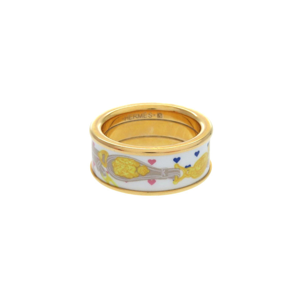 新品同様 エルメス ブリッド ドゥ ガラ ラヴ リング ホワイト マルチカラー ゴールド金具 指輪 アクセサリー 0255 【中古】 HERMES