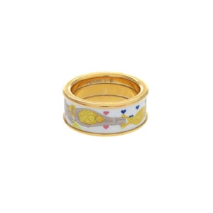 新品同様 エルメス ブリッド ドゥ ガラ ラヴ リング ホワイト マルチカラー ゴールド金具 指輪 アクセサリー 0255 【中古】 HERMES