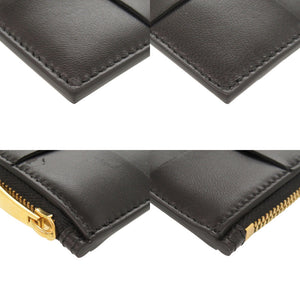 美品 ボッテガヴェネタ カセット マキシイントレチャート レザー ブラック カードケース コインケース 黒 0256【中古】BOTTEGAVENETA
