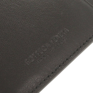 美品 ボッテガヴェネタ カセット マキシイントレチャート レザー ブラック カードケース コインケース 黒 0256【中古】BOTTEGAVENETA