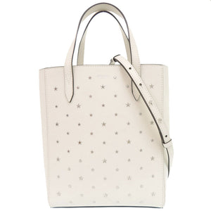 未使用 ジミーチュウ BRIA TOTE N/S ブリア スタースタッズ レザー ホワイト 2WAY トートバッグ ショルダーバッグ ハンドバッグ 白 0260【中古】JIMMY CHOO