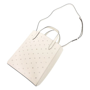未使用 ジミーチュウ BRIA TOTE N/S ブリア スタースタッズ レザー ホワイト 2WAY トートバッグ ショルダーバッグ ハンドバッグ 白 0260【中古】JIMMY CHOO