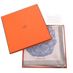 新品同様 エルメス カレ90 Index Bromeliaceae ブロメリアの目録 シルク グレー スカーフ 0287【中古】HERMES