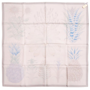 新品同様 エルメス カレ90 Index Bromeliaceae ブロメリアの目録 シルク グレー スカーフ 0287【中古】HERMES