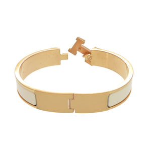 エルメス クリックH PM F1 02 74 メタル エナメル ホワイト バングル 白 0293【中古】HERMES