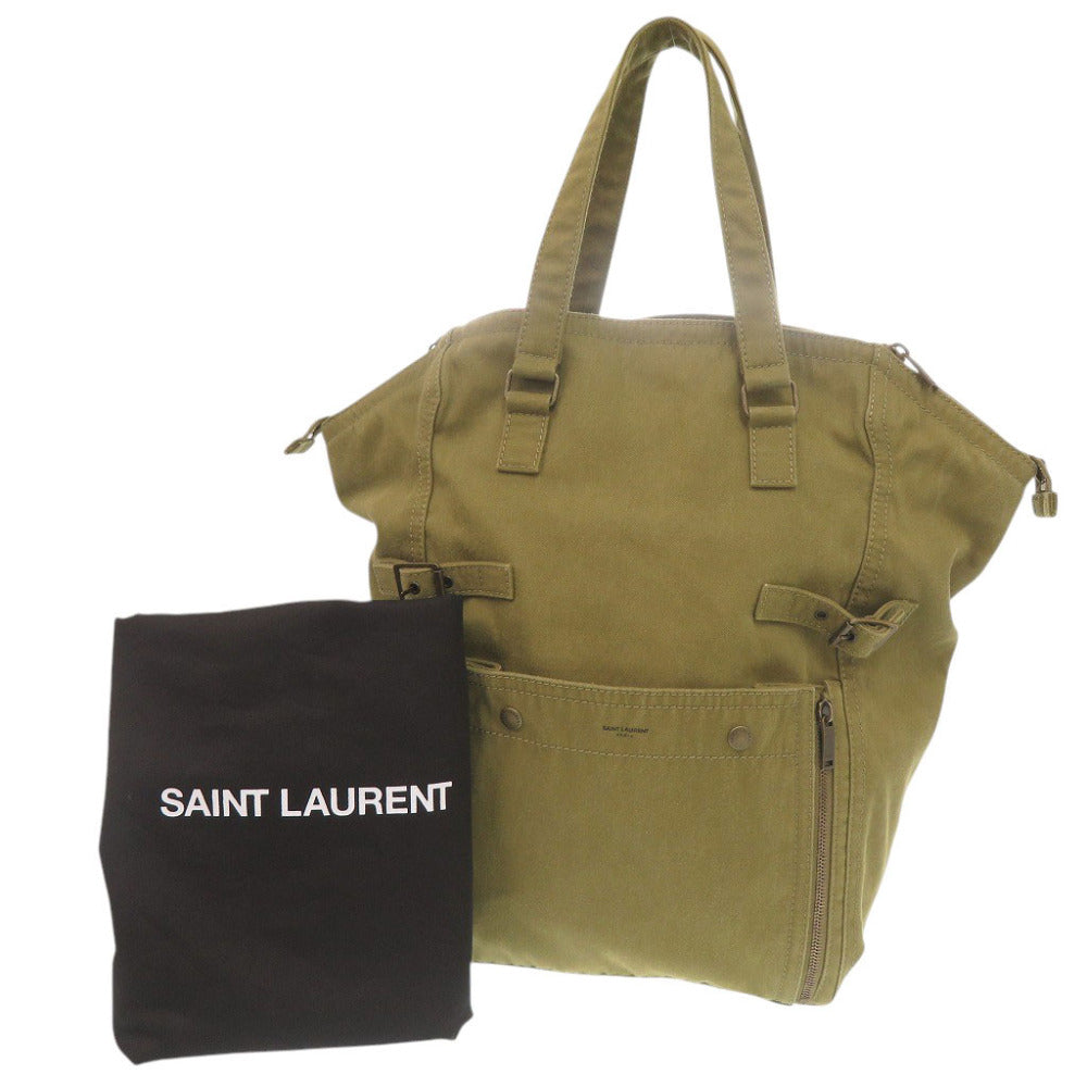 新品同様 サンローランパリ ダウンタウン 757970 キャンバス カーキ トートバッグ 0312【中古】SAINT LAURENT PARIS
