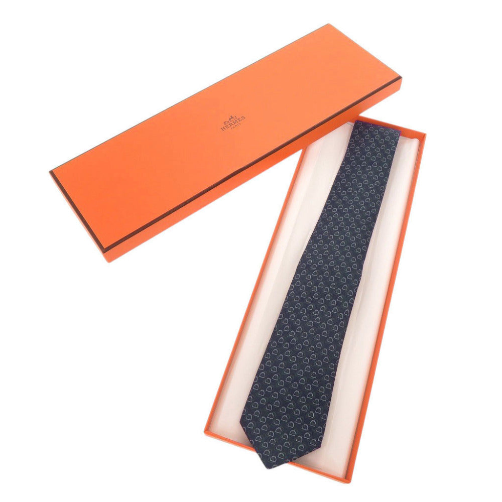 新品同様 エルメス ドゥブル ジュー シルク ブルー ネクタイ 0324【中古】HERMES メンズ