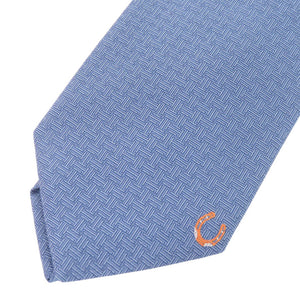 新品同様 エルメス フェール ア シュヴァル シルク ブルー ネクタイ 青 0324【中古】HERMES メンズ