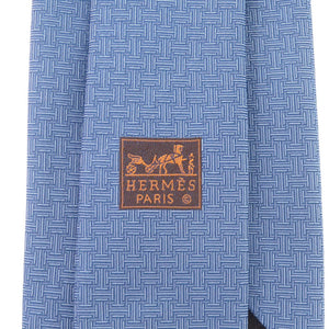 新品同様 エルメス フェール ア シュヴァル シルク ブルー ネクタイ 青 0324【中古】HERMES メンズ