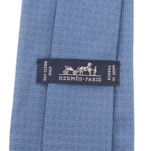 新品同様 エルメス フェール ア シュヴァル シルク ブルー ネクタイ 青 0324【中古】HERMES メンズ