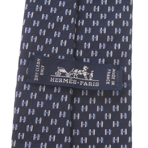 新品同様 エルメス H フランボワイヤン ウェブ シルク ネイビー ネクタイ 0324【中古】HERMES メンズ