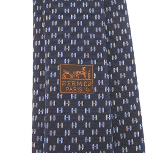 新品同様 エルメス H フランボワイヤン ウェブ シルク ネイビー ネクタイ 0324【中古】HERMES メンズ