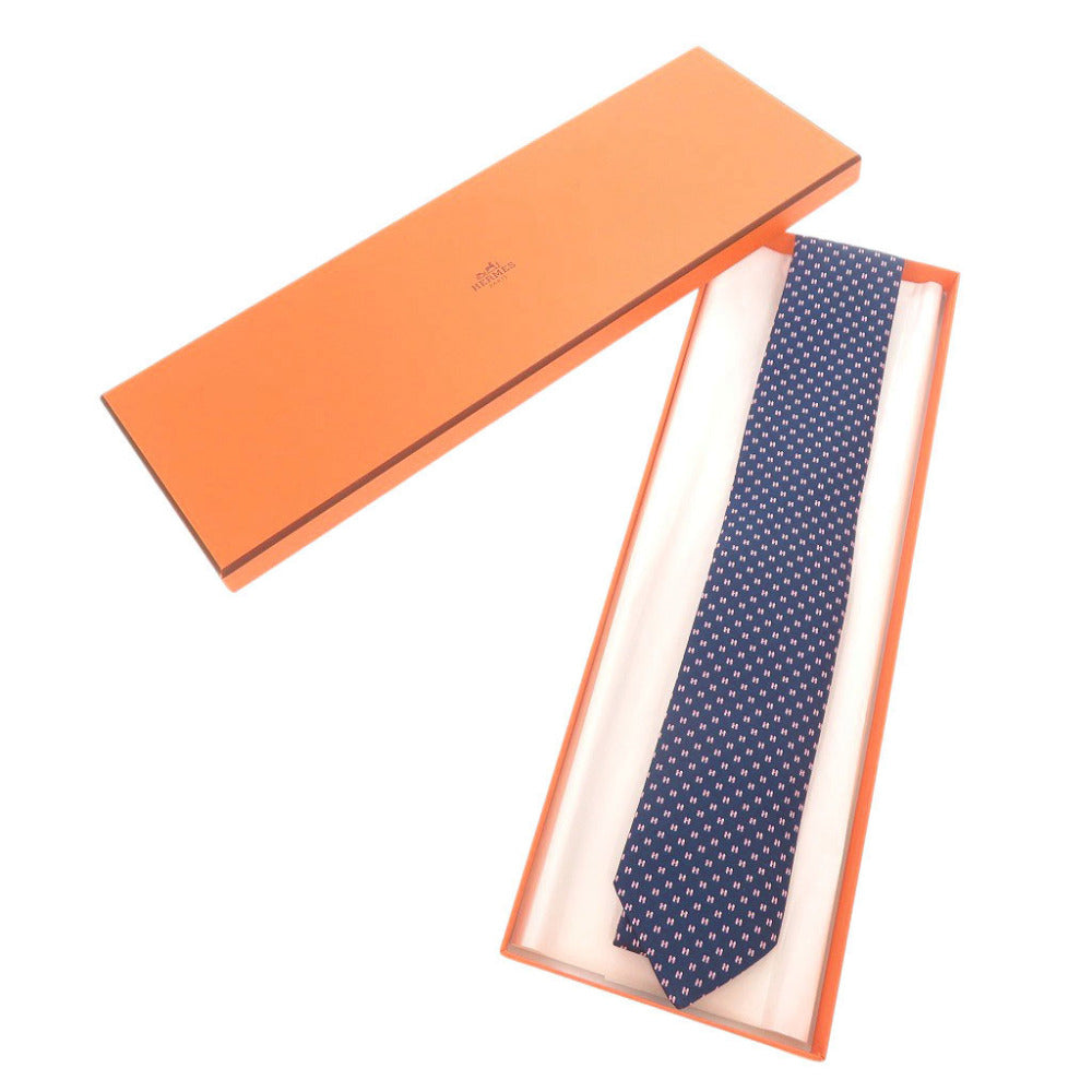 未使用品 エルメス ツイルビー Hメドール シルク ブルー ネクタイ 0324【中古】HERMES メンズ