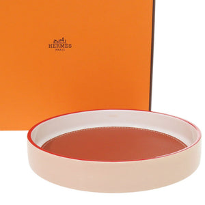 未使用 エルメス ラウンドトレー キルケ ポーセリン/トリヨンリス ローズナンフ 0325【中古】HERMES