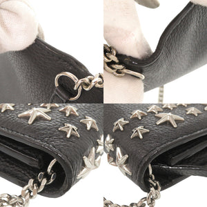 ジミーチュウ PALACE パレス スタースタッズ レザー ブラック チェーンショルダー チェーンウォレット ショルダーバッグ 黒 0358【中古】JIMMY CHOO