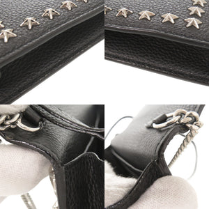 ジミーチュウ PALACE パレス スタースタッズ レザー ブラック チェーンショルダー チェーンウォレット ショルダーバッグ 黒 0358【中古】JIMMY CHOO