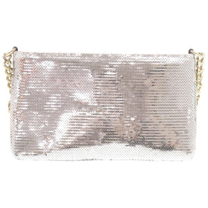 美品 ジミーチュウ ロゴ スパンコール レザー シルバー チェーン ショルダーバッグ 0360【中古】JIMMY CHOO