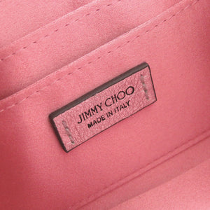 美品 ジミーチュウ ロゴ スパンコール レザー シルバー チェーン ショルダーバッグ 0360【中古】JIMMY CHOO
