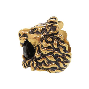 美品 グッチ ライオンヘッド メタル ストーン #10(約9号) ゴールド リング 指輪 0362【中古】GUCCI