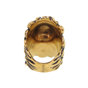 美品 グッチ ライオンヘッド メタル ストーン #10(約9号) ゴールド リング 指輪 0362【中古】GUCCI