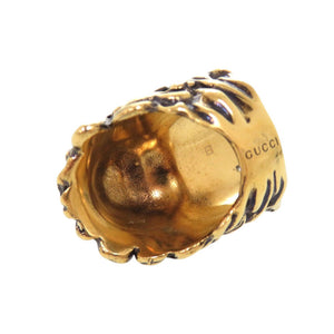 美品 グッチ ライオンヘッド メタル ストーン #10(約9号) ゴールド リング 指輪 0362【中古】GUCCI