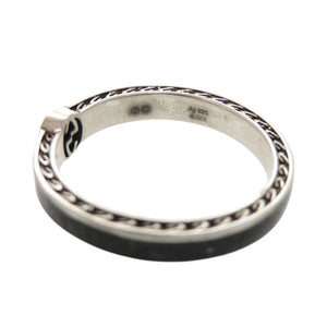 美品 グッチ インターロッキングG シルバー925 #20(19号) シルバー ブラック リング 指輪 0362【中古】GUCCI