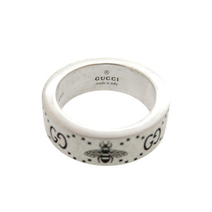 美品 グッチ GG＆ビー エングレービング シルバー925 #8(7号) シルバー リング 指輪 0362【中古】GUCCI