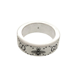 美品 グッチ GG＆ビー エングレービング シルバー925 #8(7号) シルバー リング 指輪 0362【中古】GUCCI