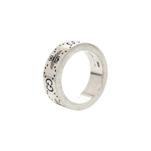 美品 グッチ GG＆ビー エングレービング シルバー925 #8(7号) シルバー リング 指輪 0362【中古】GUCCI