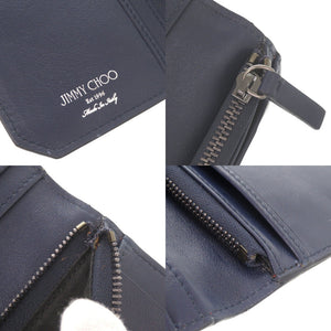 ジミーチュウ ロゴ 型押しレザー レッド 長財布 二つ折り長財布 赤 0364【中古】JIMMY CHOO
