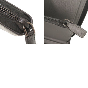美品 プラダ サフィアーノレザー ロゴ 2ML220 ブラック ラウンドファスナー 長財布 黒 0366【中古】PRADA メンズ