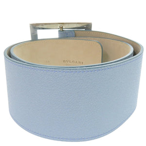 新品同様 ブルガリ スクエアバックル ベルト レザー 水色 0370【中古】BVLGARI
