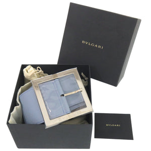 新品同様 ブルガリ スクエアバックル ベルト レザー 水色 0370【中古】BVLGARI
