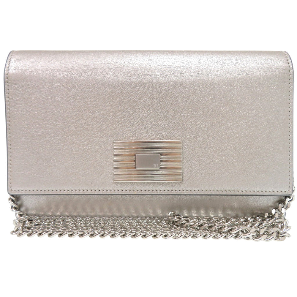 ラルフローレン チェーンウォレット レザー シルバー チェーンショルダーバッグ 0380【中古】RALPH LAUREN