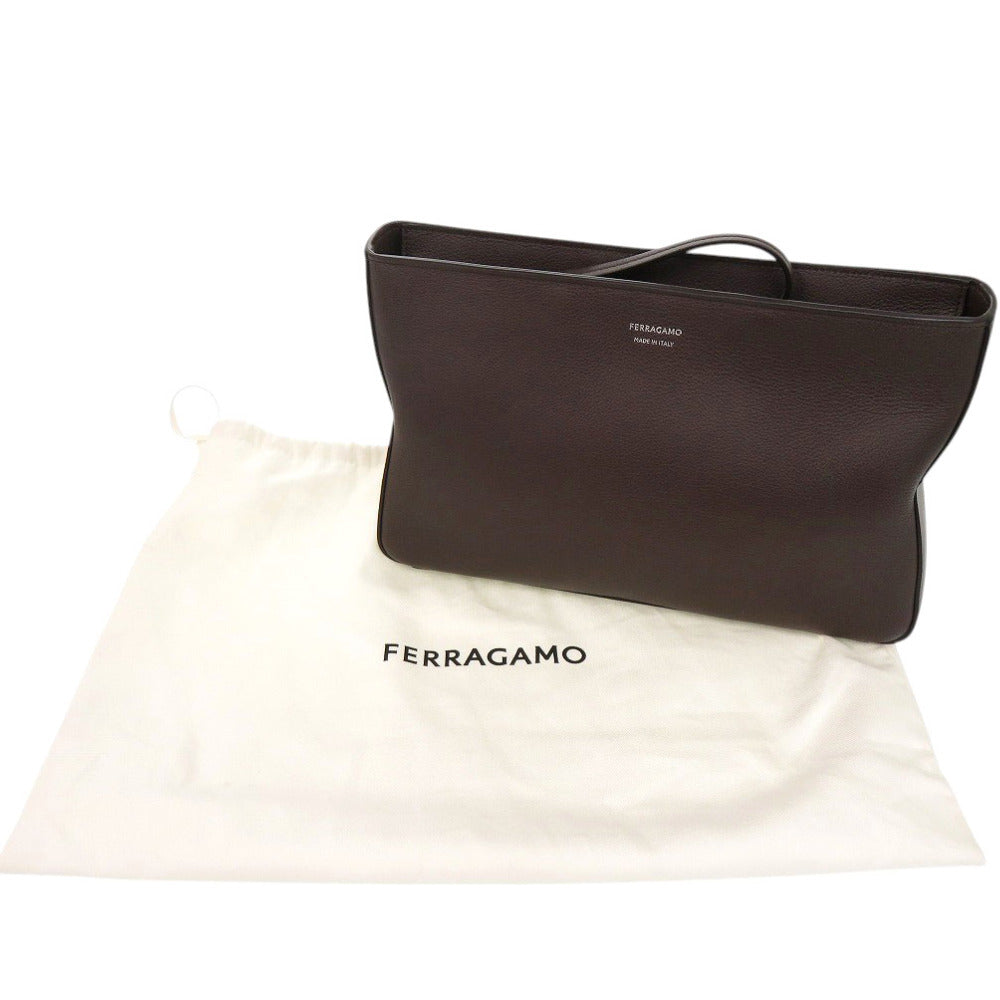 新品同様 サルヴァトーレフェラガモ 241445 レザー ブラウン クラッチバッグ セカンドバッグ 0386【中古】Salvatore Ferragamo