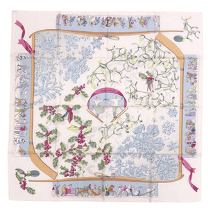 新品同様 エルメス カレ90 Neige d’ Antan 去年の雪 シルク ホワイト スカーフ 0393【中古】HERMES