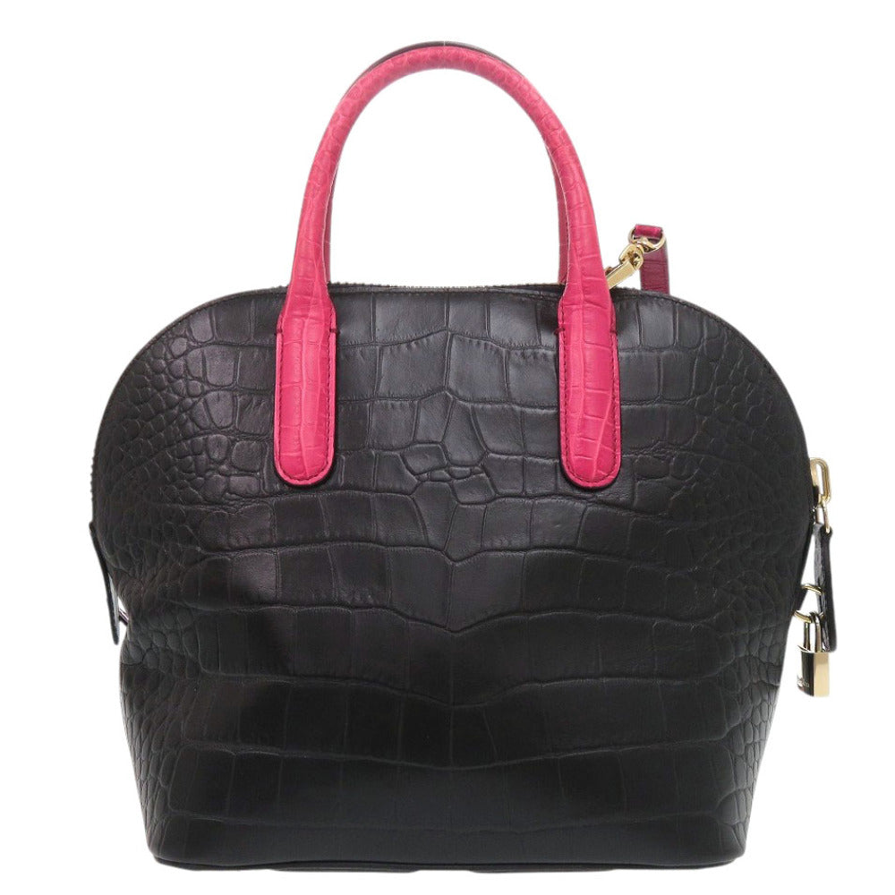 美品 マックスマーラ レザー ブラック ピンク 2way ハンドバッグ ショルダーバッグ 黒 0426【中古】MAX MARA