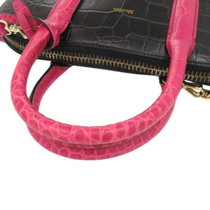 美品 マックスマーラ レザー ブラック ピンク 2way ハンドバッグ ショルダーバッグ 黒 0426【中古】MAX MARA