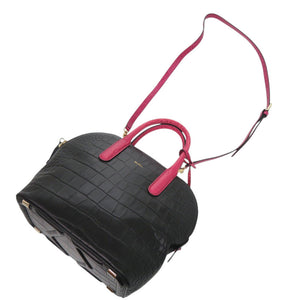 美品 マックスマーラ レザー ブラック ピンク 2way ハンドバッグ ショルダーバッグ 黒 0426【中古】MAX MARA