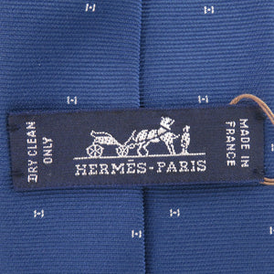 未使用 エルメス H柄 シルク ブルー ネクタイ 青 0429【中古】HERMES メンズ