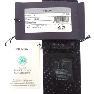 未使用品 プラダ
 マイクロドット UCR77 ネクタイ
 シルク ネイビー 0430
【中古】PRADA メンズ