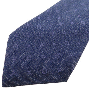 新品同様 ルイ ヴィトン モノグラム クラシック 8CM MR0230 シルク マリーヌ ネクタイ 紺 LV 0432【中古】LOUIS VUITTON メンズ