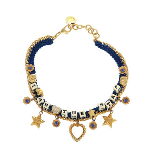 美品 ドルチェアンドガッバーナ I am The Star メタル ブルー ゴールド チョーカー 青 0440【中古】DOLCE&GABBANA