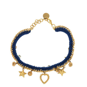 美品 ドルチェアンドガッバーナ I am The Star メタル ブルー ゴールド チョーカー 青 0440【中古】DOLCE&GABBANA