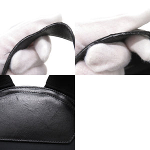 美品 ジバンシィ ロゴプリント レザー ブラック イエロー リュック バックパック 黒 0441【中古】GIVENCHY