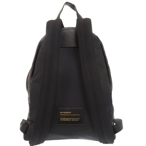 美品 ジバンシィ ロゴプリント レザー ブラック イエロー リュック バックパック 黒 0441【中古】GIVENCHY