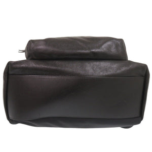 美品 ジバンシィ ロゴプリント レザー ブラック イエロー リュック バックパック 黒 0441【中古】GIVENCHY