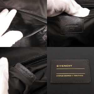 美品 ジバンシィ ロゴプリント レザー ブラック イエロー リュック バックパック 黒 0441【中古】GIVENCHY