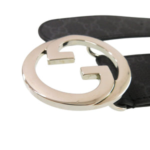 新品同様 グッチ インターロッキング Gバックル GGキャンバス ブラック ベルト 黒 0499【中古】GUCCI メンズ