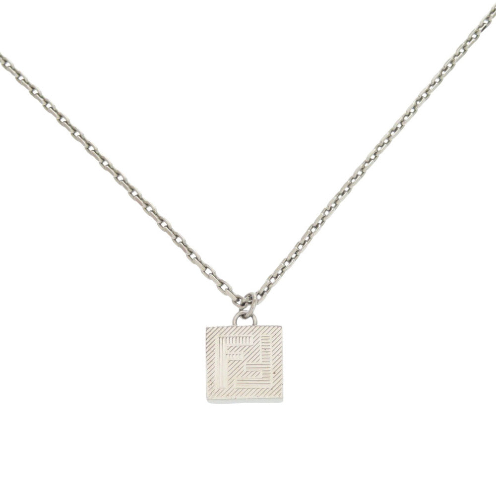 美品 フェンディ FFロゴ スクエア ネックレス メタル シルバー 0500【中古】FENDI